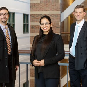 Researchers Manuel Hernandez, left, Rachneet Kaur and Richard Sowers  |  Photo by L. Brian Stauffer